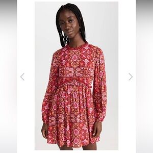 AMUR Red and Pink Long Sleeve Dress